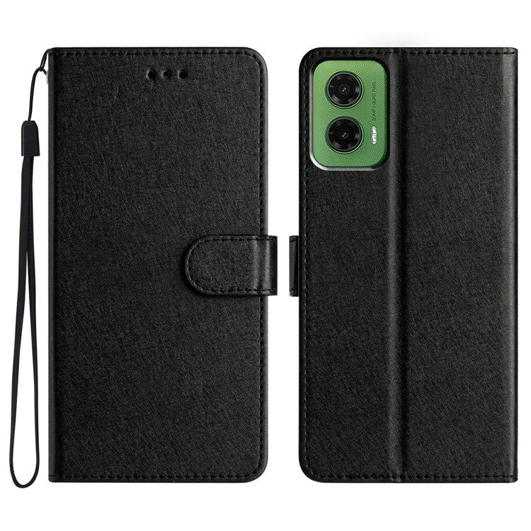 For Motorola Moto G35 5G Wallet Case Leather Folio Phone Cover Magnetic Clasp - Black