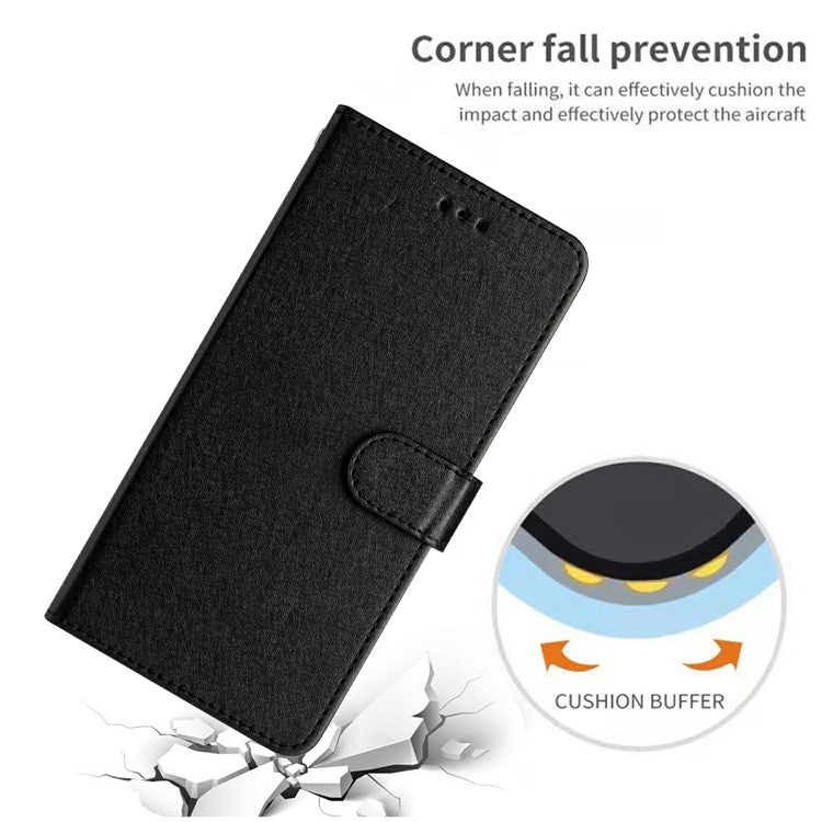 For Motorola Moto G35 5G Wallet Case Leather Folio Phone Cover Magnetic Clasp - Black