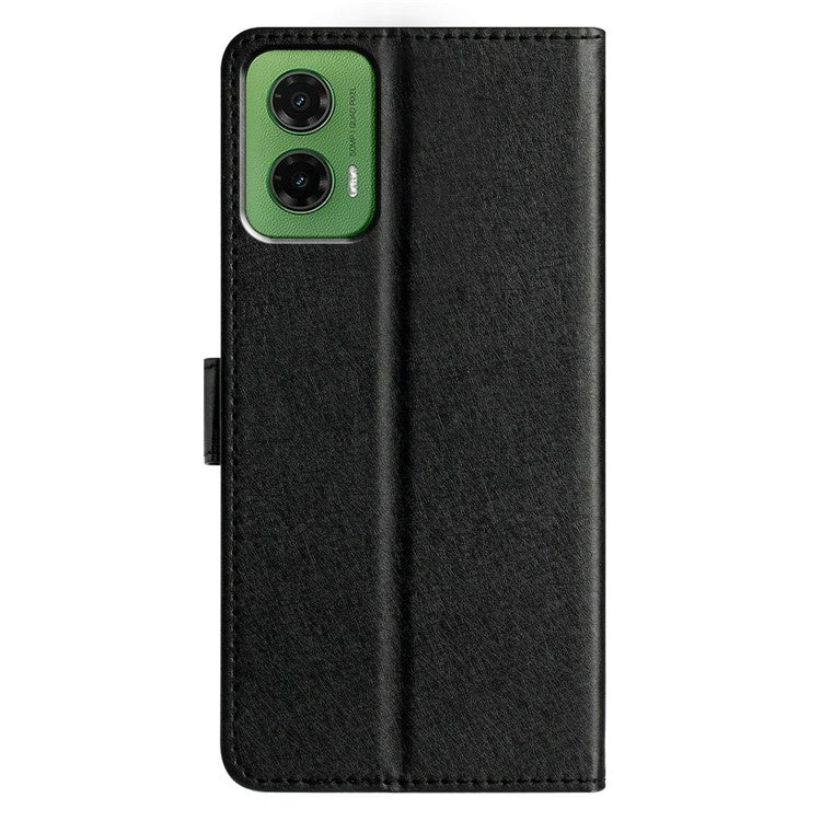 For Motorola Moto G35 5G Wallet Case Leather Folio Phone Cover Magnetic Clasp - Black