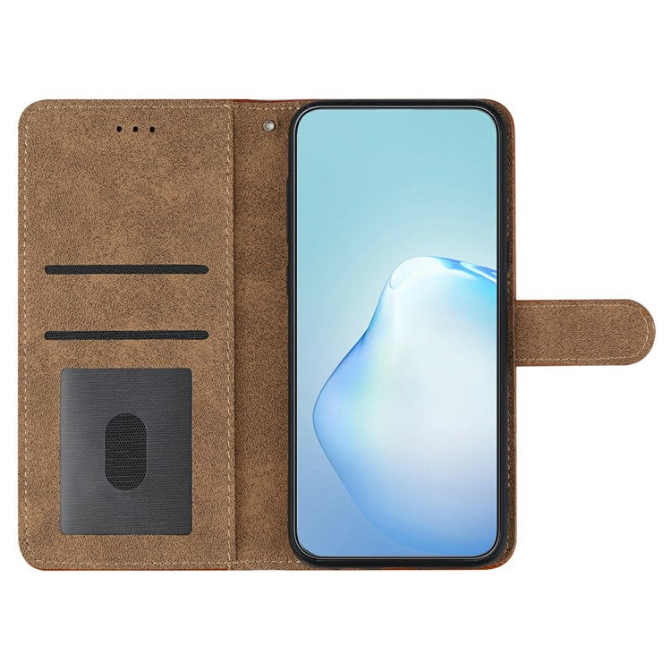 For Motorola Moto G35 5G Case Line Imprinted PU Leather Wallet Phone Cover - Brown