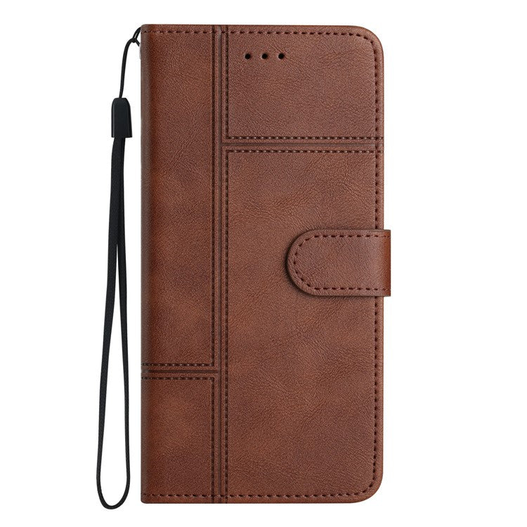 For Motorola Moto G35 5G Case Line Imprinted PU Leather Wallet Phone Cover - Coffee