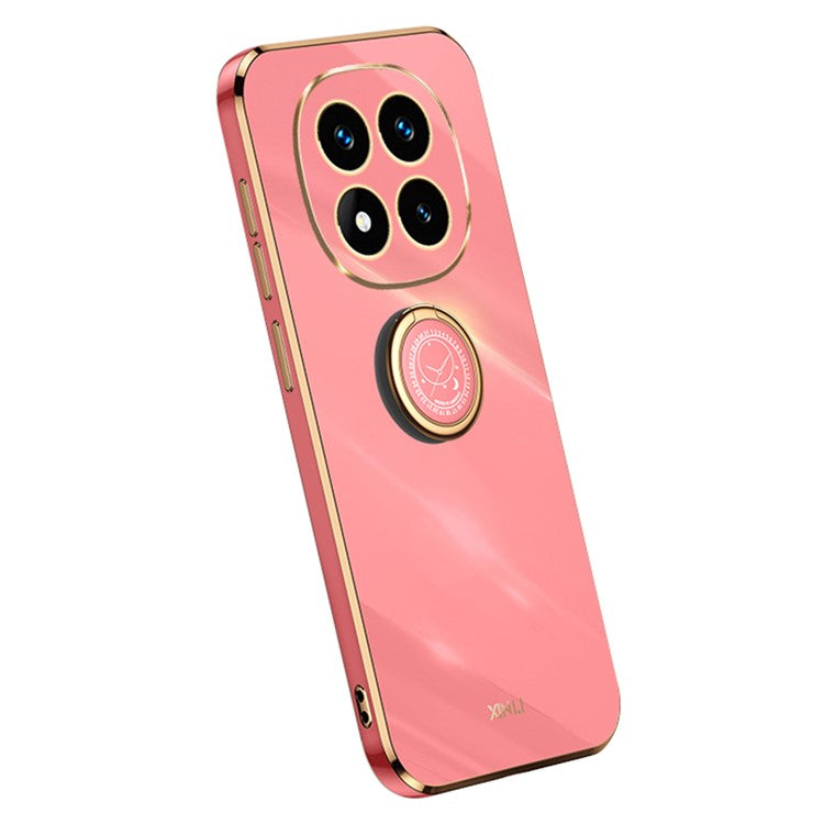 XINLI For Xiaomi Redmi Note 14 Pro 5G / Poco X7 5G Case Ring Kickstand Electroplating TPU Phone Cover - Red
