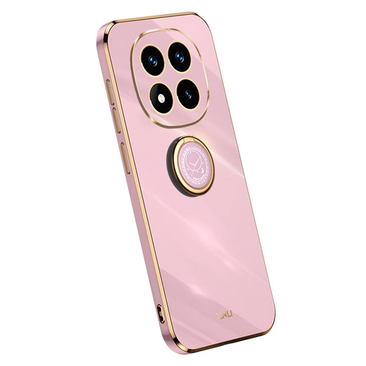 XINLI For Xiaomi Redmi Note 14 Pro 5G / Poco X7 5G Case Ring Kickstand Electroplating TPU Phone Cover - Purple