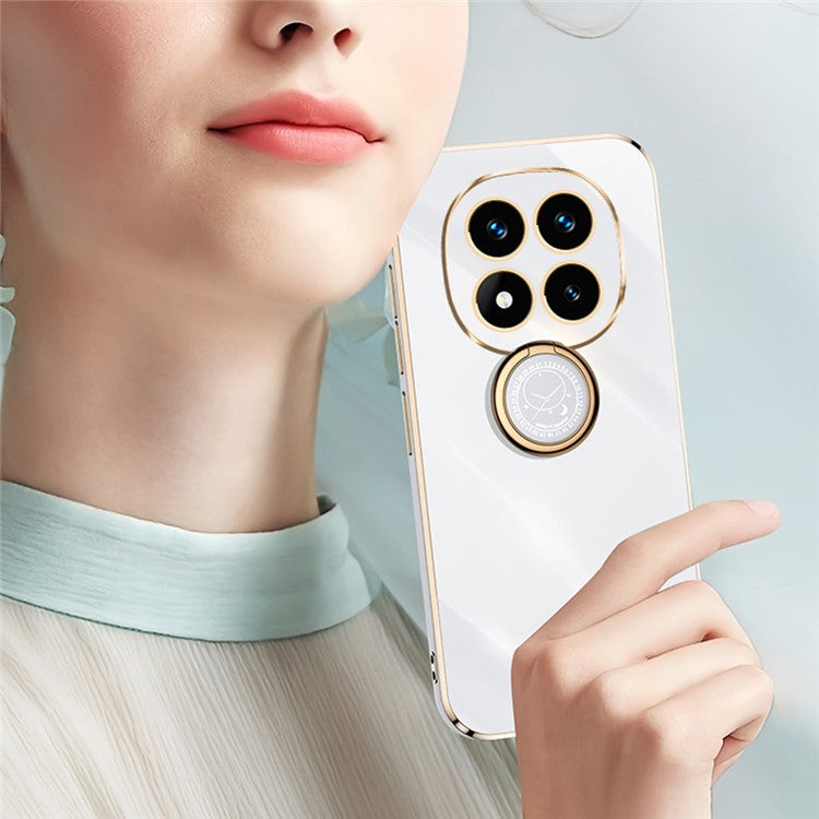 XINLI For Xiaomi Redmi Note 14 Pro 5G / Poco X7 5G Case Ring Kickstand Electroplating TPU Phone Cover - Purple