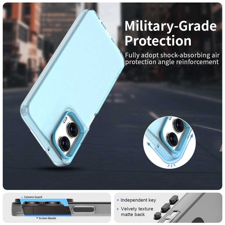 For Motorola Moto G35 5G Case PC+TPU+PET Matte Anti-Drop Phone Back Cover - Blue