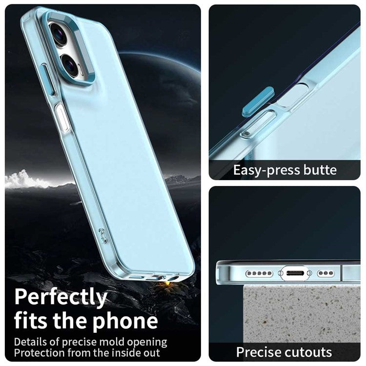 For Motorola Moto G35 5G Case PC+TPU+PET Matte Anti-Drop Phone Back Cover - Blue