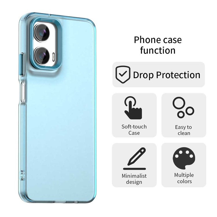 For Motorola Moto G35 5G Case PC+TPU+PET Matte Anti-Drop Phone Back Cover - Blue