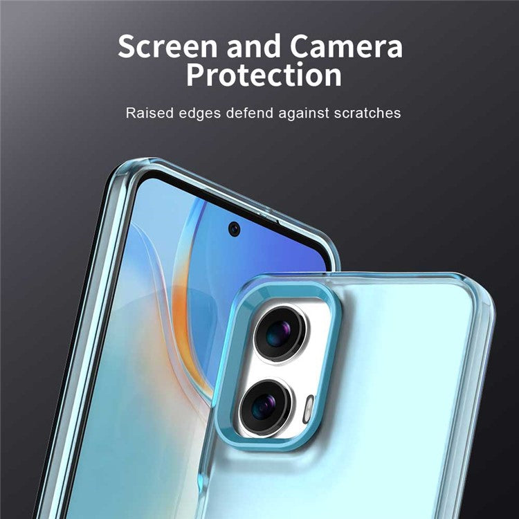 For Motorola Moto G35 5G Case PC+TPU+PET Matte Anti-Drop Phone Back Cover - Blue