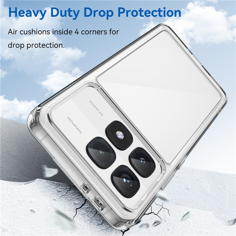 WANLONFENG MF Series for Xiaomi Redmi K70 Ultra Case TPU+Acrylic Clear Phone Cover with Tempered Glass Film