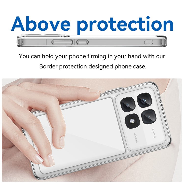 WANLONFENG MF Series for Xiaomi Redmi K70 Ultra Case TPU+Acrylic Clear Phone Cover with Tempered Glass Film