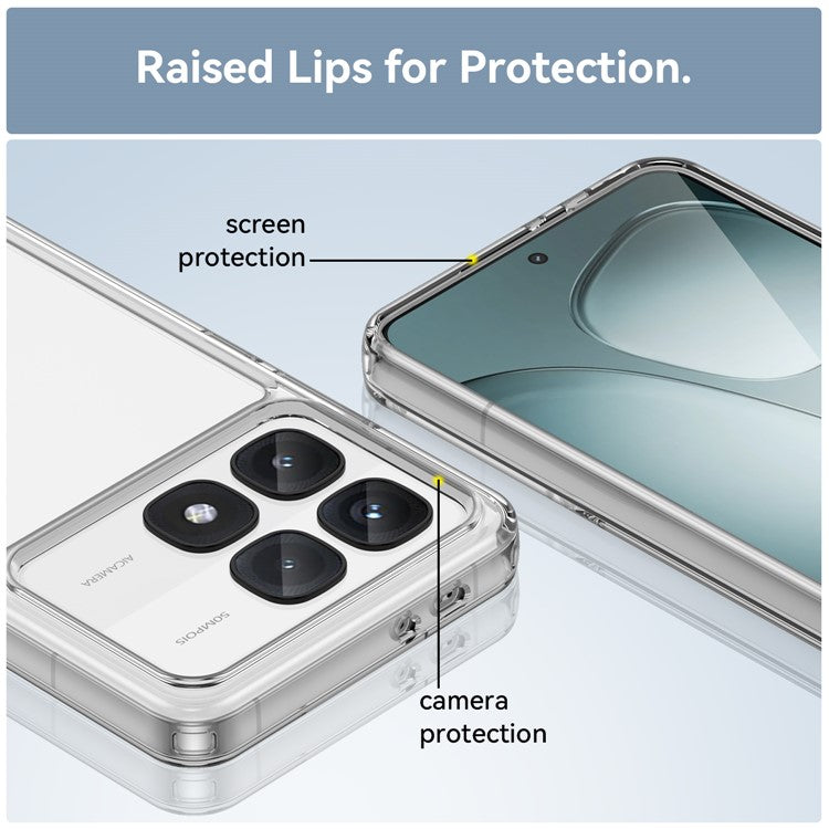 WANLONFENG MF Series for Xiaomi Redmi K70 Ultra Case TPU+Acrylic Clear Phone Cover with Tempered Glass Film