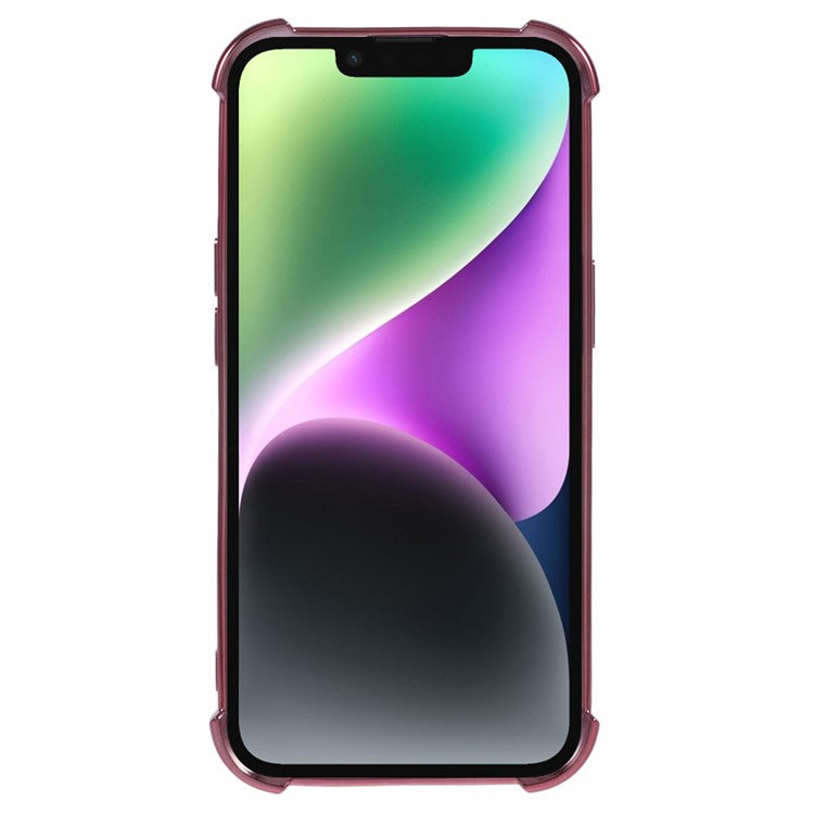 For iPhone 14 Case Reinforced Corners TPU Clear Back Cover - Pink