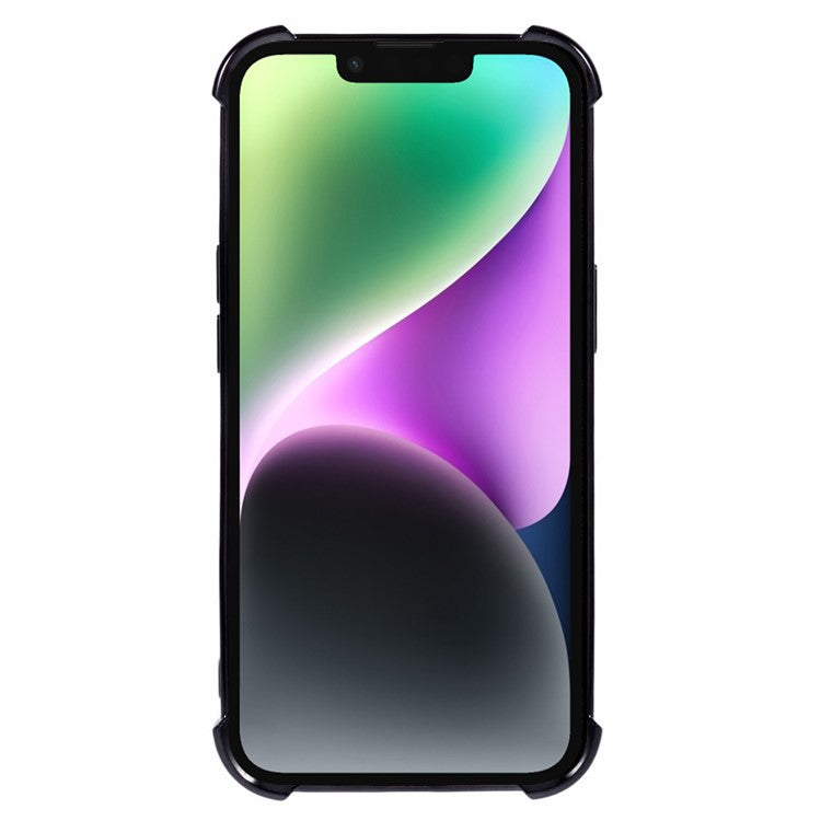 For iPhone 14 Case Reinforced Corners TPU Clear Back Cover - Black
