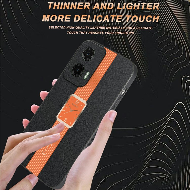 KADEM For Motorola Moto G35 5G Case Leather+TPU+Acrylic Anti-Scratch Phone Cover - Orange