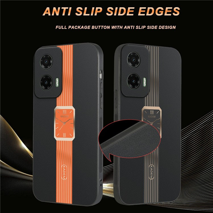 KADEM For Motorola Moto G35 5G Case Leather+TPU+Acrylic Anti-Scratch Phone Cover - Orange