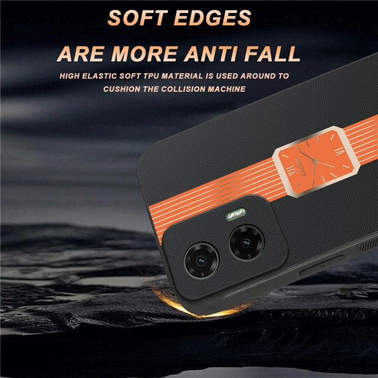KADEM For Motorola Moto G35 5G Case Leather+TPU+Acrylic Anti-Scratch Phone Cover - Orange