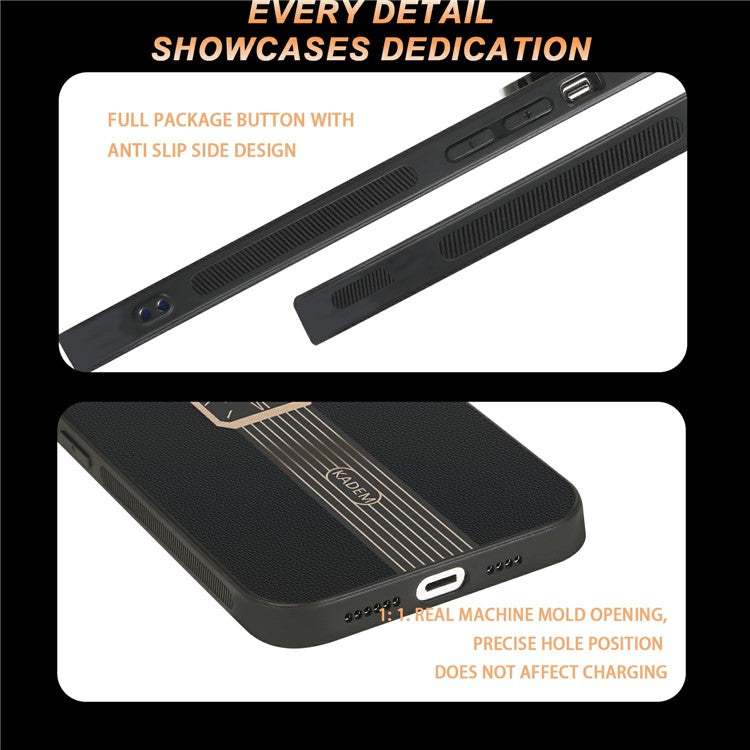 KADEM For Motorola Moto G35 5G Case Leather+TPU+Acrylic Anti-Scratch Phone Cover - Black