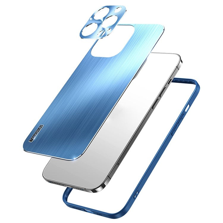 Brushed Protective Case for iPhone 14 Pro TPU + Metal Back Phone Case Anti-Fall Shockproof Cover - Green