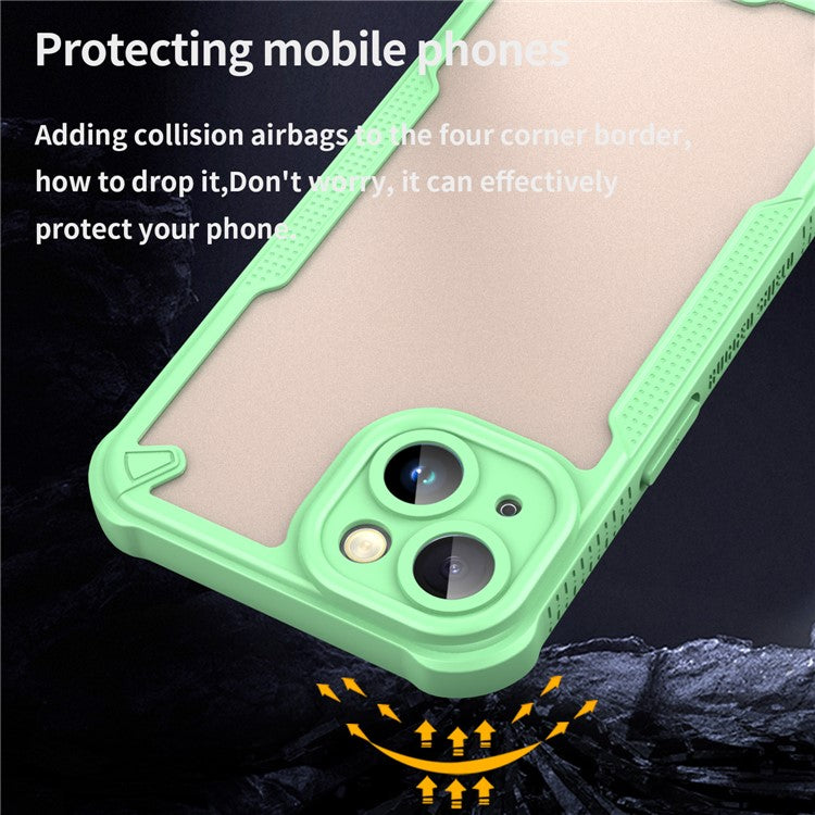 For iPhone 14 Case PC+TPU Frosted Phone Back Cover - Green