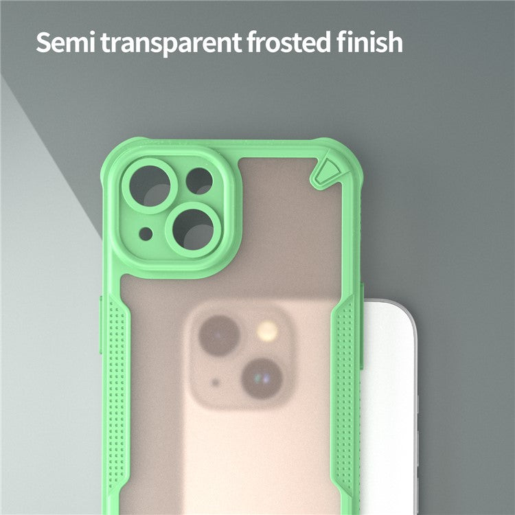 For iPhone 14 Case PC+TPU Frosted Phone Back Cover - Green