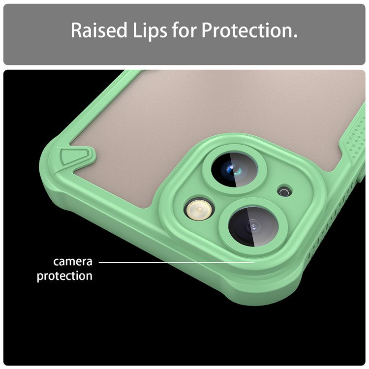 For iPhone 14 Case PC+TPU Frosted Phone Back Cover - Green
