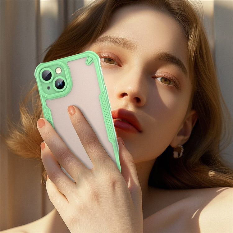 For iPhone 14 Case PC+TPU Frosted Phone Back Cover - Green