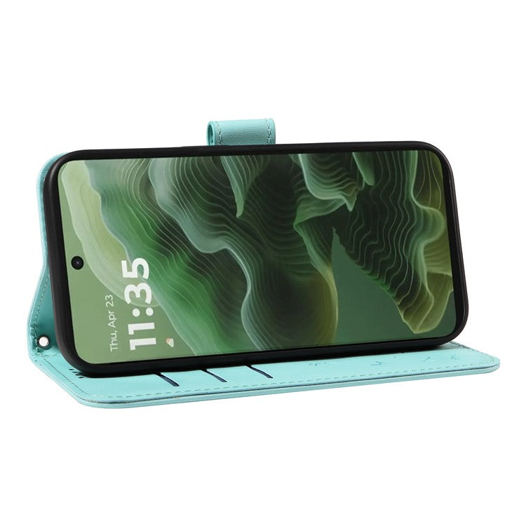 For Motorola Moto G35 5G Leather Case Wallet Phone Cover Dandelion Imprint - Green