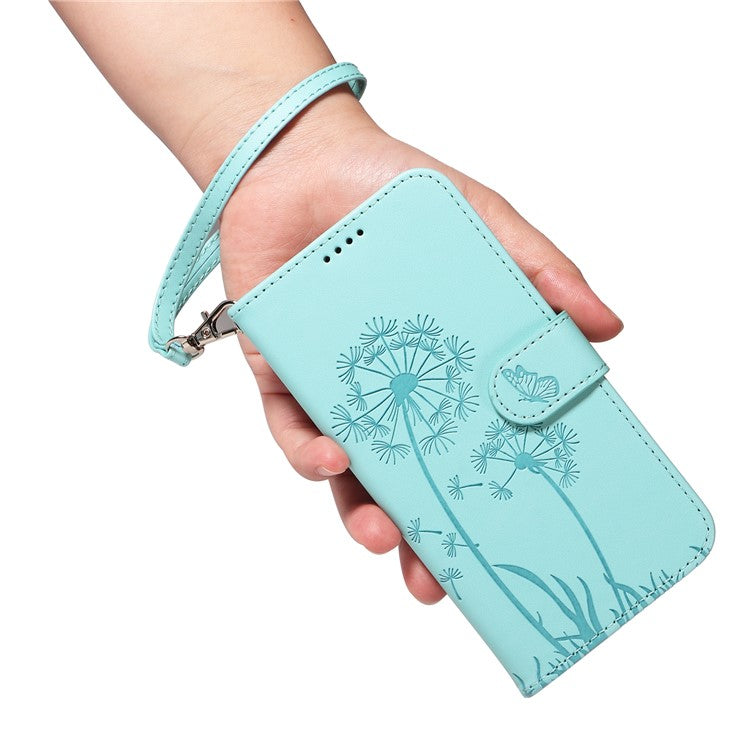 For Motorola Moto G35 5G Leather Case Wallet Phone Cover Dandelion Imprint - Green