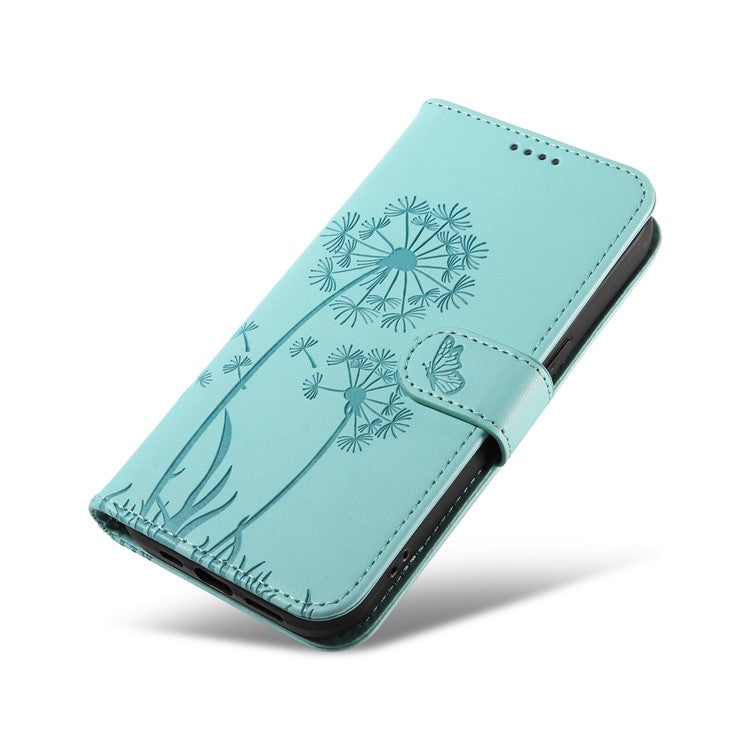 For Motorola Moto G35 5G Leather Case Wallet Phone Cover Dandelion Imprint - Green