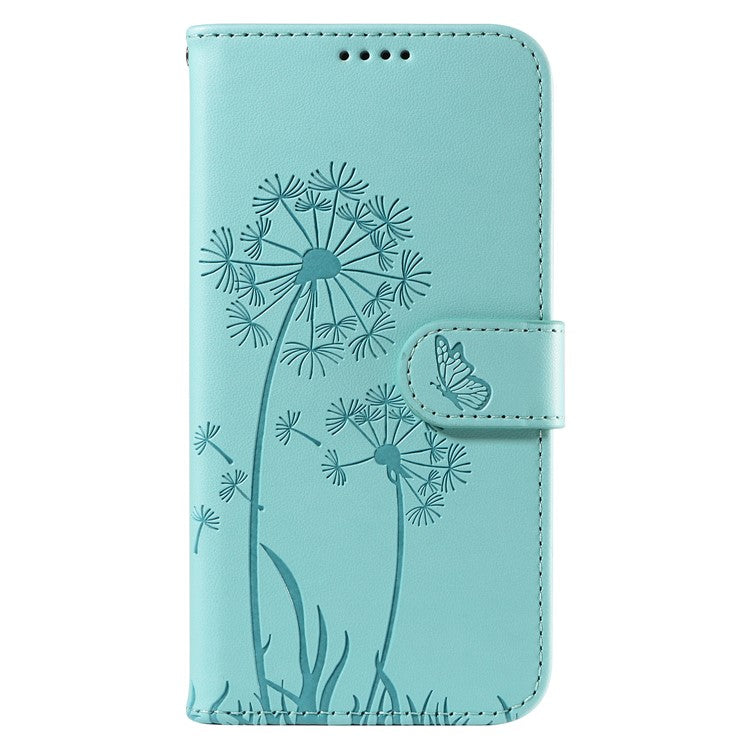 For Motorola Moto G35 5G Leather Case Wallet Phone Cover Dandelion Imprint - Green