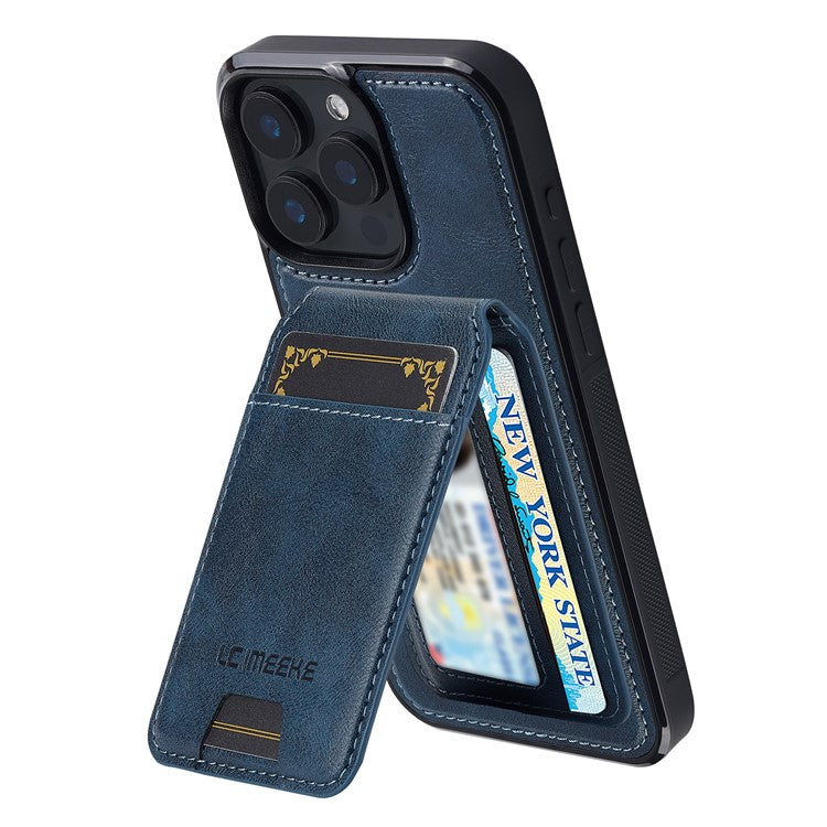 LC.IMEEKE L3 For iPhone 14 Pro Magnetic Case Detachable Card Holder Leather+TPU Mobile Cover - Blue