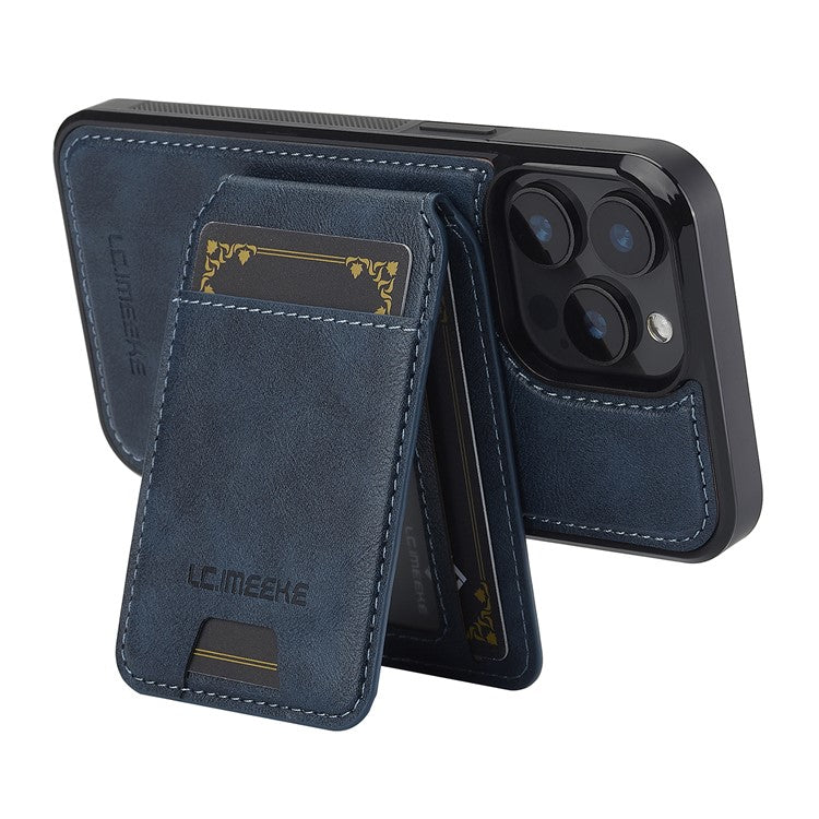 LC.IMEEKE L3 For iPhone 14 Pro Magnetic Case Detachable Card Holder Leather+TPU Mobile Cover - Blue