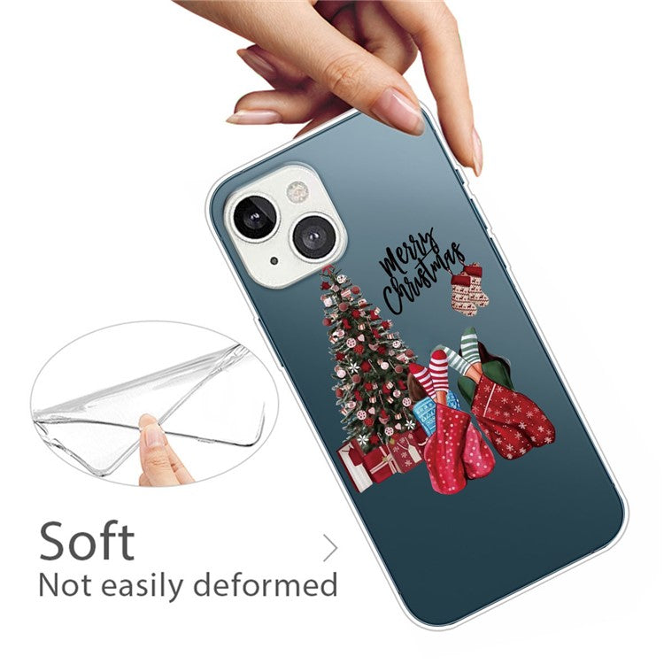 Shockproof Phone Cover for iPhone 14 Plus, Christmas Pattern Printing Soft TPU Anti-drop Case - Christmas Pajamas