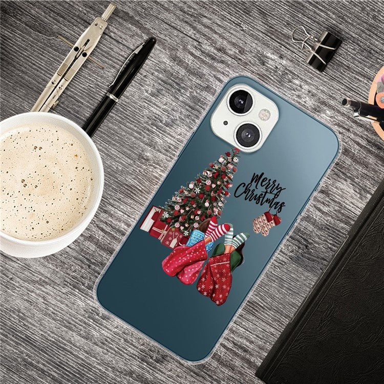 Shockproof Phone Cover for iPhone 14 Plus, Christmas Pattern Printing Soft TPU Anti-drop Case - Christmas Pajamas