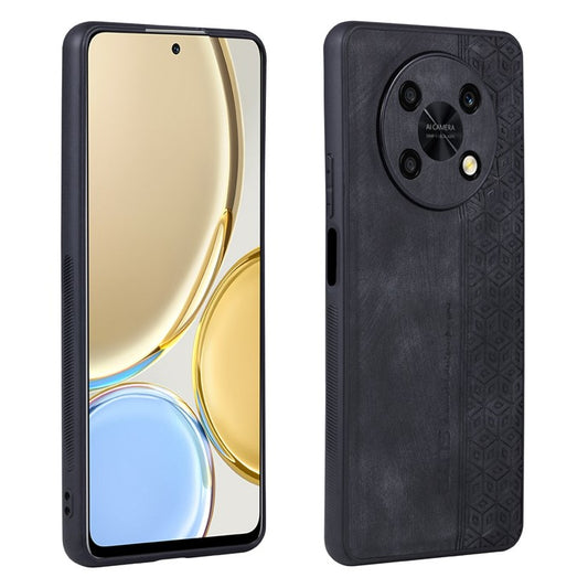 AZNS For Huawei Enjoy 50 Pro 4G / nova Y90 4G Imprinted Pattern Phone Case Scratch-resistant PU Leather Coated TPU Phone Cover - Black