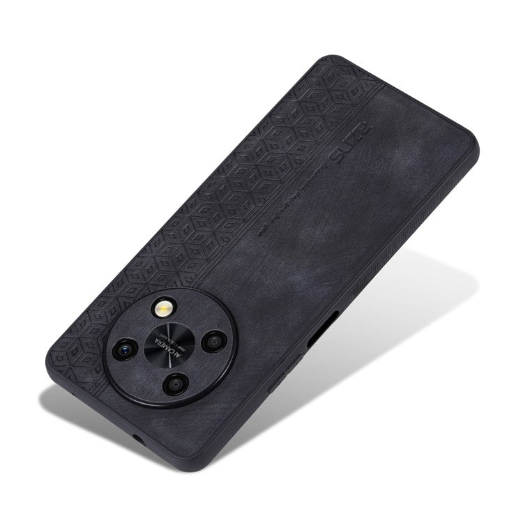 AZNS For Huawei Enjoy 50 Pro 4G / nova Y90 4G Imprinted Pattern Phone Case Scratch-resistant PU Leather Coated TPU Phone Cover - Black