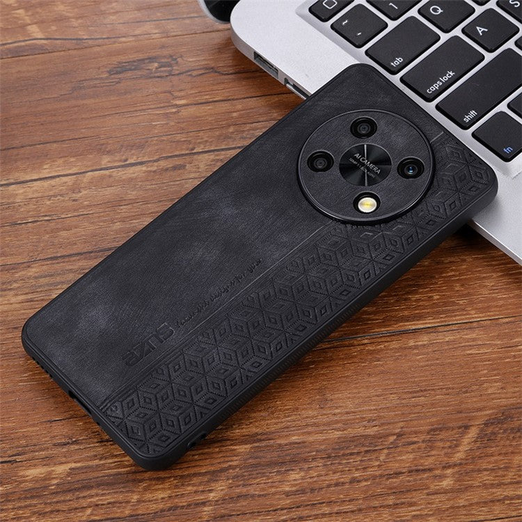 AZNS For Huawei Enjoy 50 Pro 4G / nova Y90 4G Imprinted Pattern Phone Case Scratch-resistant PU Leather Coated TPU Phone Cover - Black
