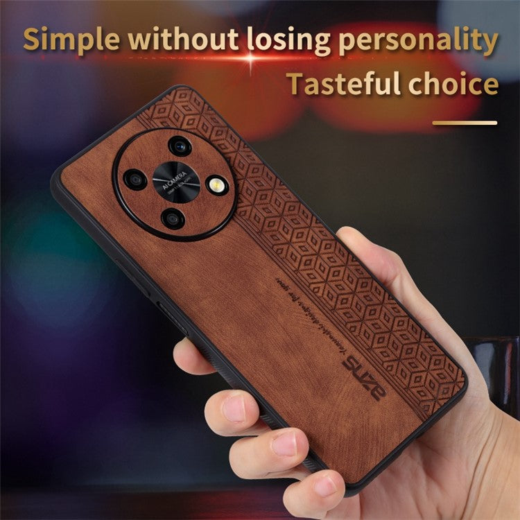 AZNS For Huawei Enjoy 50 Pro 4G / nova Y90 4G Imprinted Pattern Phone Case Scratch-resistant PU Leather Coated TPU Phone Cover - Black