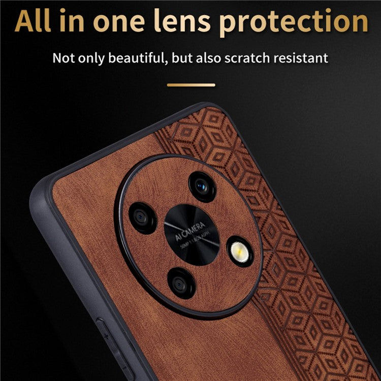 AZNS For Huawei Enjoy 50 Pro 4G / nova Y90 4G Imprinted Pattern Phone Case Scratch-resistant PU Leather Coated TPU Phone Cover - Black