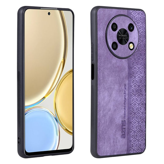 AZNS For Huawei Enjoy 50 Pro 4G / nova Y90 4G Imprinted Pattern Phone Case Scratch-resistant PU Leather Coated TPU Phone Cover - Purple