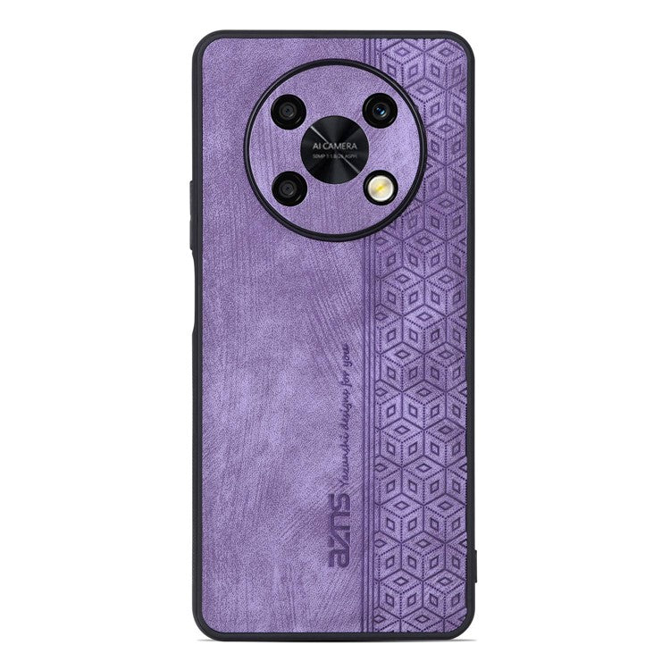 AZNS For Huawei Enjoy 50 Pro 4G / nova Y90 4G Imprinted Pattern Phone Case Scratch-resistant PU Leather Coated TPU Phone Cover - Purple