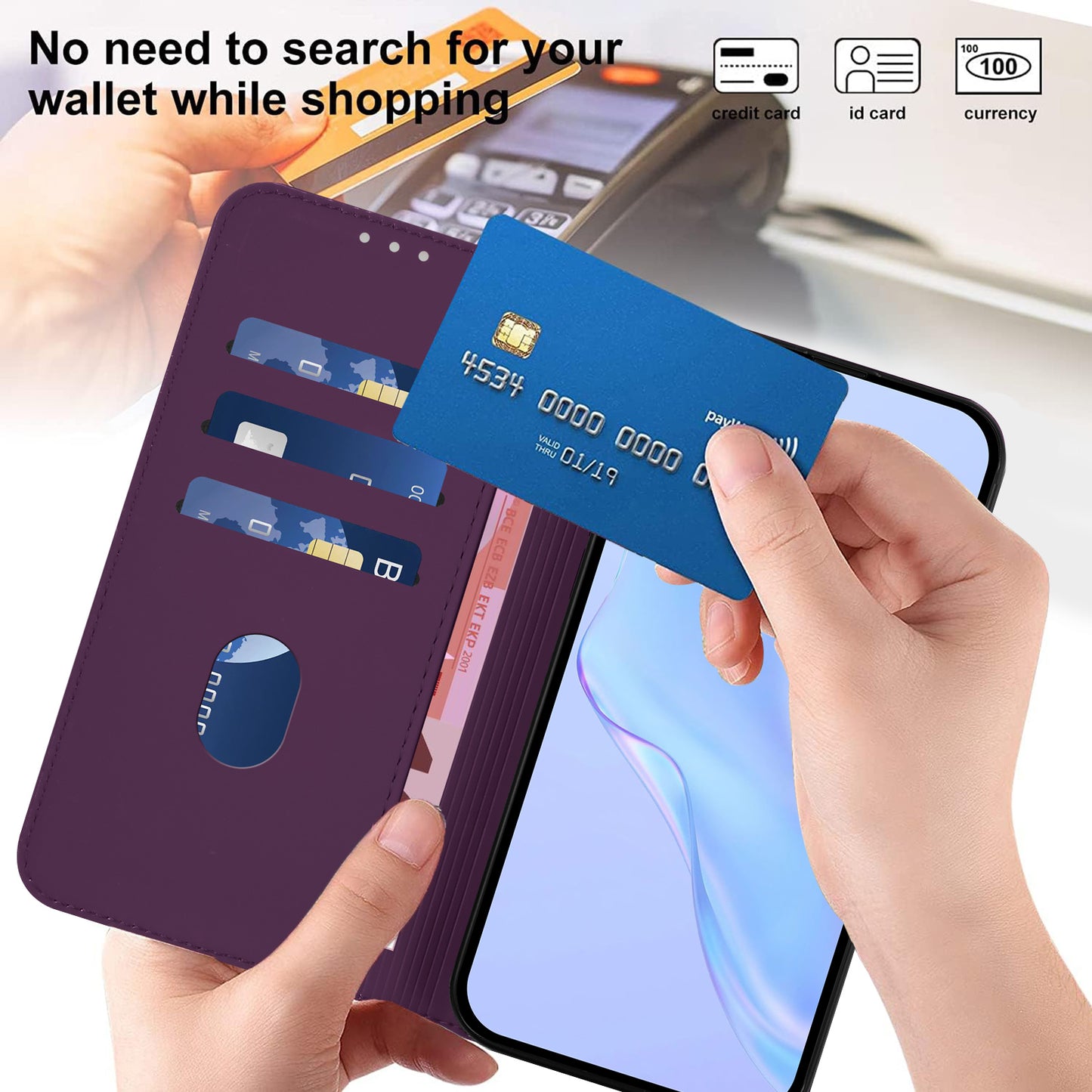 For Motorola Moto G35 5G Case Solid Color Wallet Leather Phone Cover with Strap - Violet