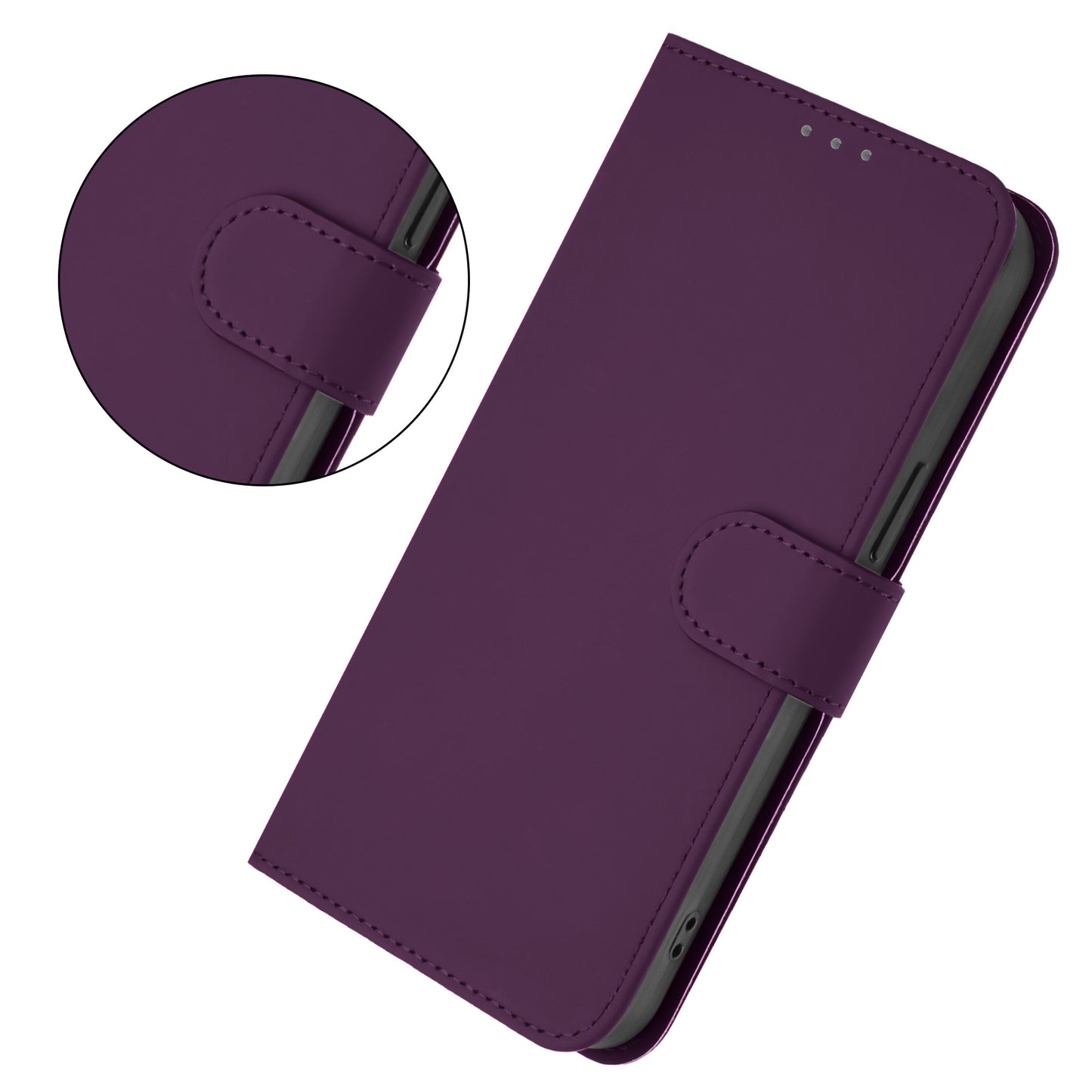 For Motorola Moto G35 5G Case Solid Color Wallet Leather Phone Cover with Strap - Violet