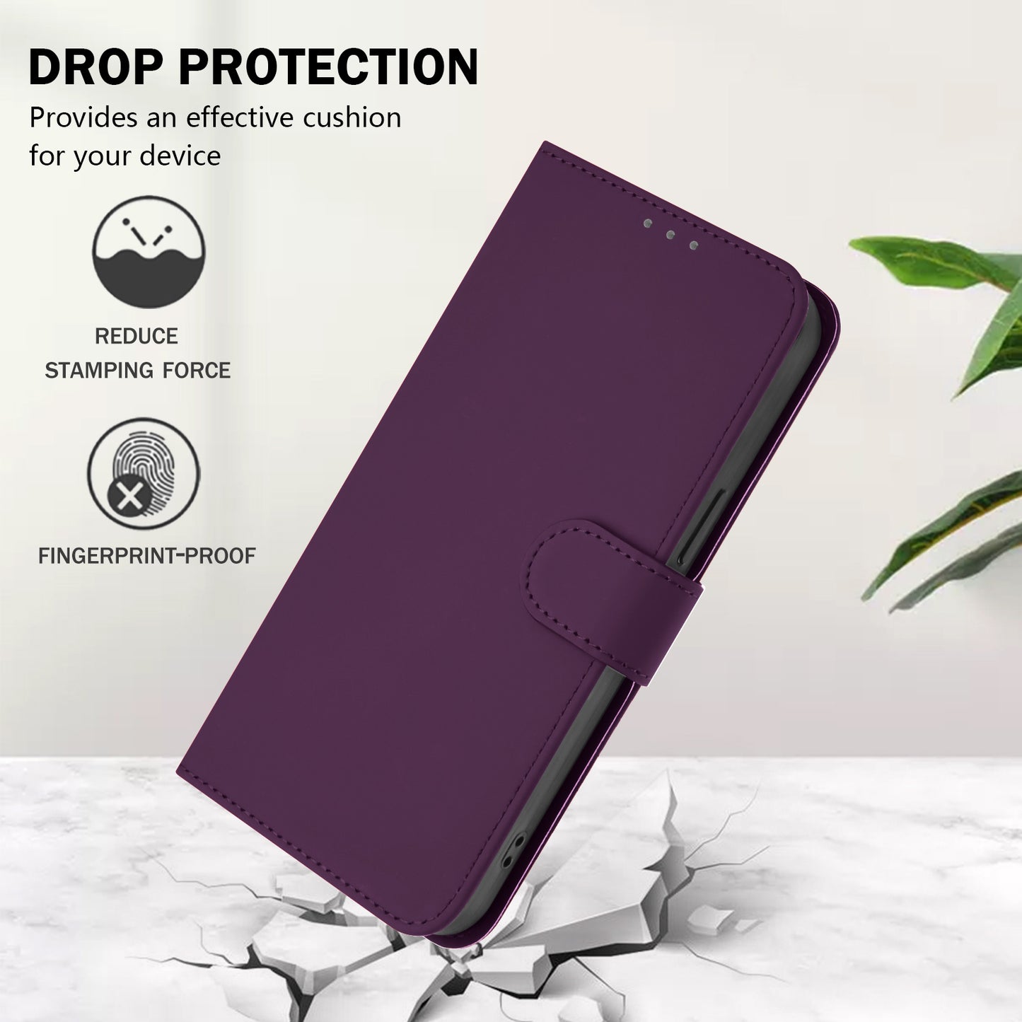 For Motorola Moto G35 5G Case Solid Color Wallet Leather Phone Cover with Strap - Violet