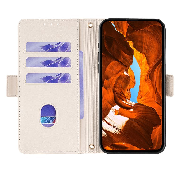 For Motorola Moto G35 5G Leather Wallet Case RFID Blocking Stand Cover with Hand Strap - White