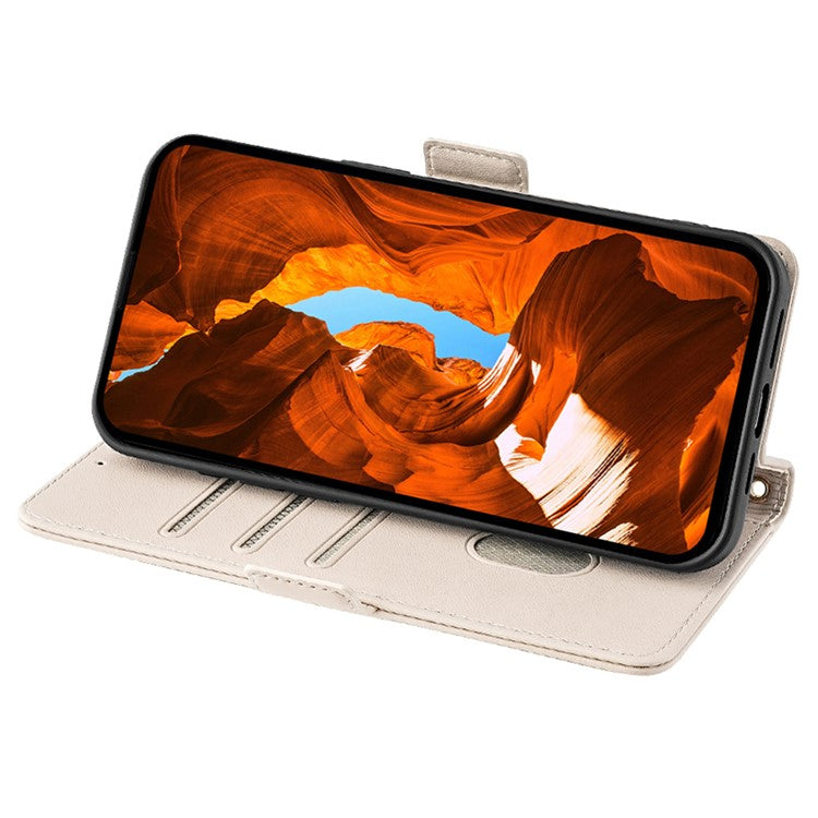 For Motorola Moto G35 5G Leather Wallet Case RFID Blocking Stand Cover with Hand Strap - White