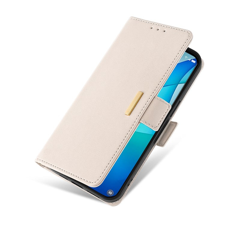 For Motorola Moto G35 5G Leather Wallet Case RFID Blocking Stand Cover with Hand Strap - White