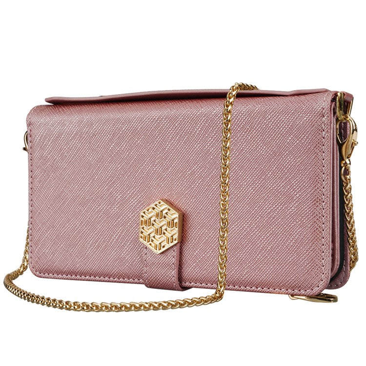 For Motorola Moto G55 5G Case Cross Texture PU Leather+TPU Wallet Phone Cover with Strap - Rose Gold