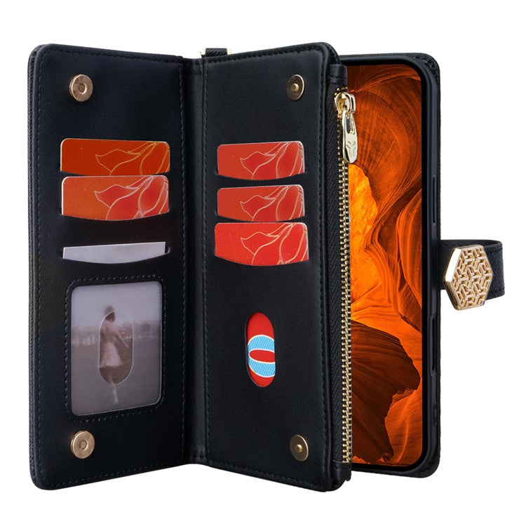 For Motorola Moto G55 5G Case Cross Texture PU Leather+TPU Wallet Phone Cover with Strap - Black