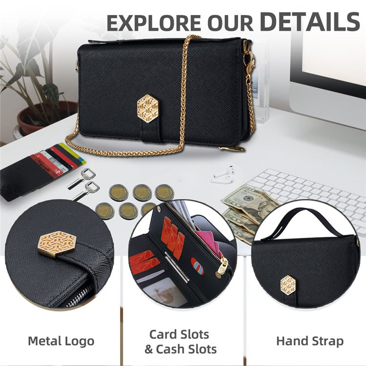 For Motorola Moto G55 5G Case Cross Texture PU Leather+TPU Wallet Phone Cover with Strap - Black